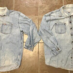 ~~LOT of 2 VINTAGE Carhartt Men's  XXL Long Sleeve Button-up Denim Shirts....The